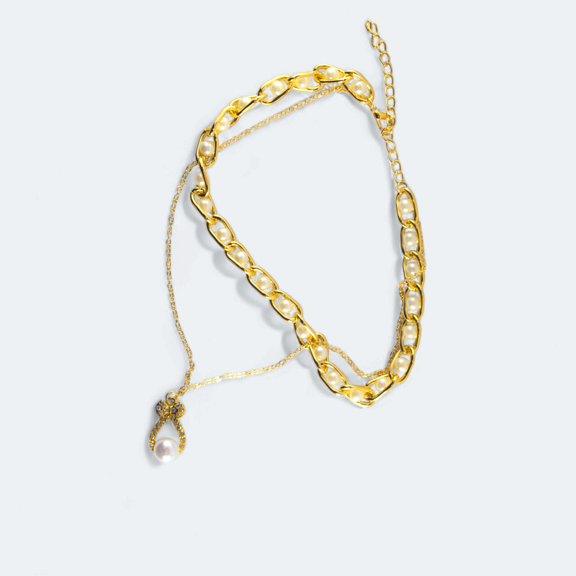 Golden Teardrop Pearl Necklace